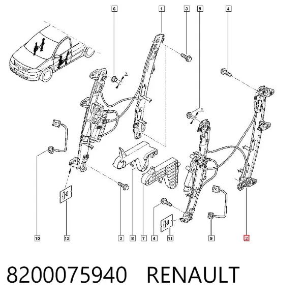 Стеклоподъемник передней левой двери 8200075940 Renault (RVI)