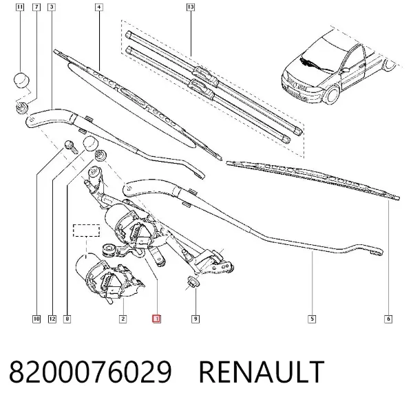 Мотор дворников 8200076029 Renault (RVI)