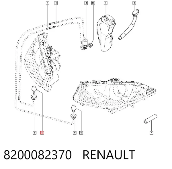 Форсунка омывателя передней фары 8200082370 Renault (RVI)