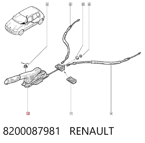 Трос ручника 8200087981 Renault (RVI)