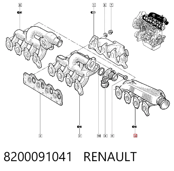 Выпускной коллектор 8200091041 Renault (RVI)