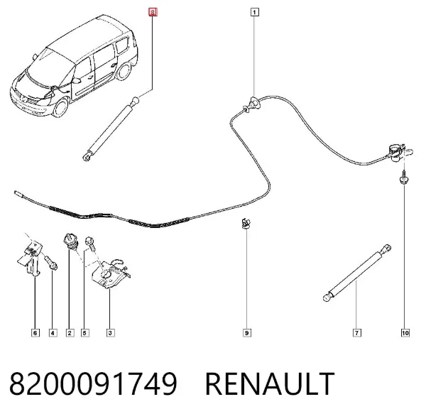 Амортизатор капота 8200091749 Renault (RVI)