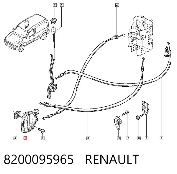Ручка боковой двери внутренняя 8200095965 Renault (RVI)