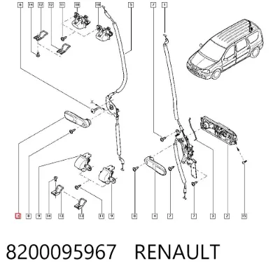 Ручка двери задней (распашной) левая внутренняя RENAULT 8200095967