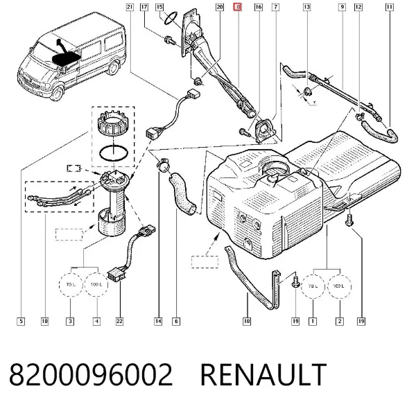Горловина топливного бака 8200096002 Renault (RVI)