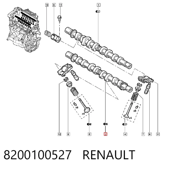 Впускной распредвал 8200100527 Renault (RVI)