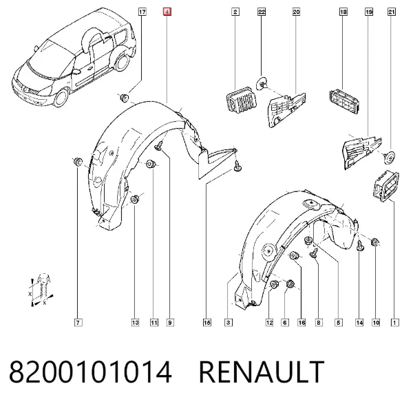 Подкрылок задний правый 8200101014 Renault (RVI)