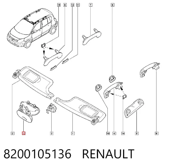 Зеркало заднего вида 8200105136 Renault (RVI)