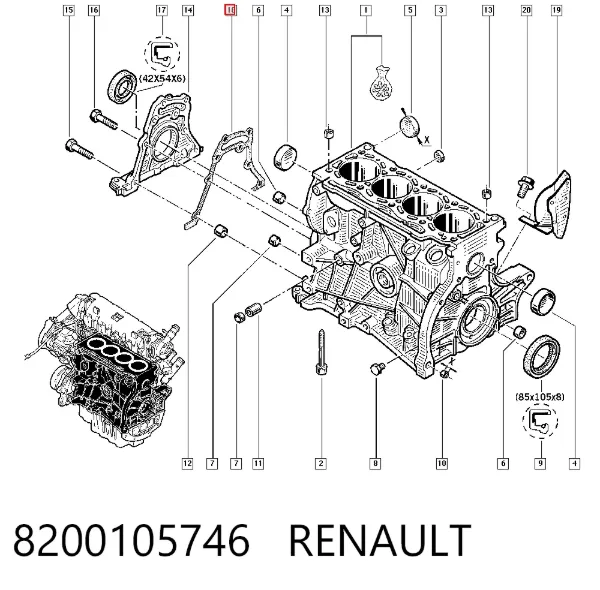 Прокладка передней крышки двигателя 8200105746 Renault (RVI)