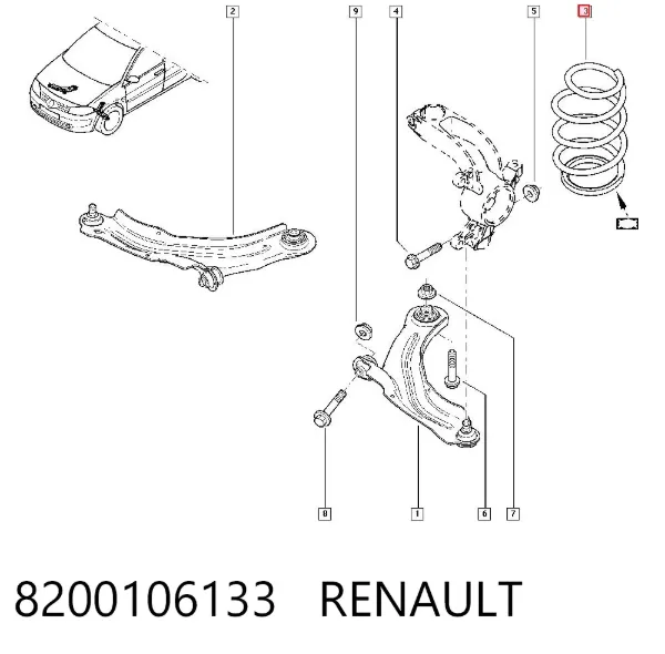 Передняя пружина 8200106133 Renault (RVI)