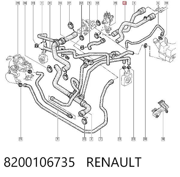 Шланг отопителя обратка 8200106735 Renault (RVI)