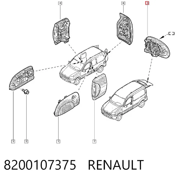 Ручка двери задней (распашной) правая наружная 8200107375 Renault (RVI)