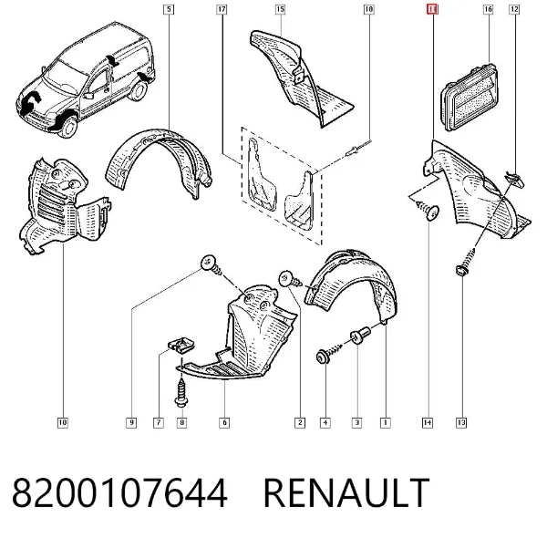 Подкрылок задний левый 8200107644 Renault (RVI)
