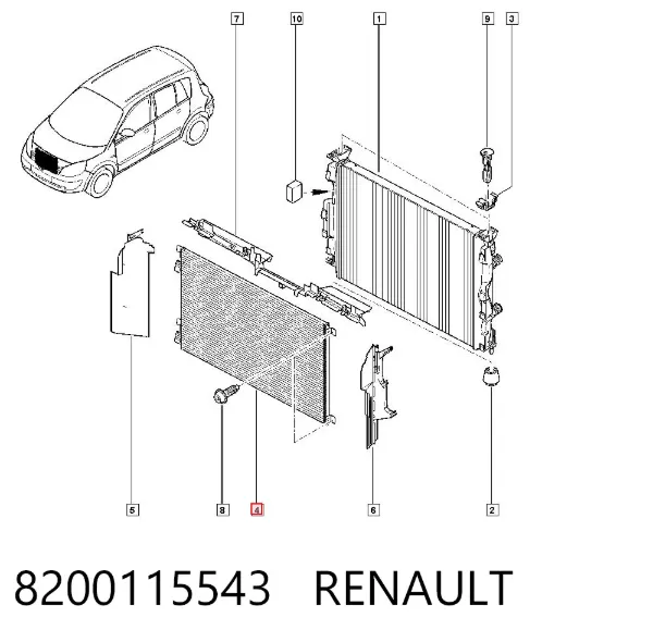 Радиатор кондиционера 8200115543 Renault (RVI)