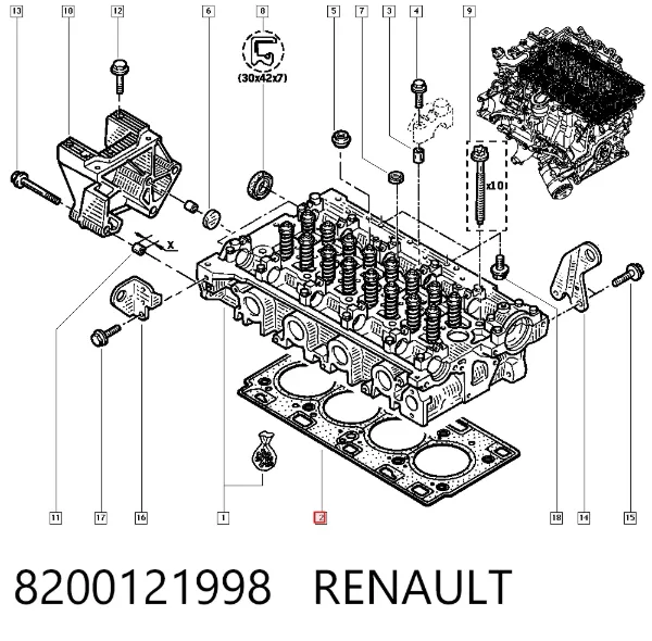 Прокладка ГБЦ 8200121998 Renault (RVI)