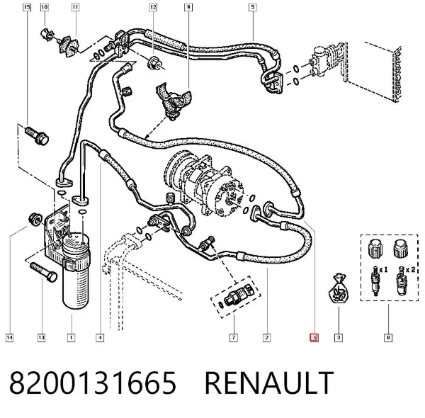Шланг кондиционера, от испарителя к компрессору 8200131665 Renault (RVI)