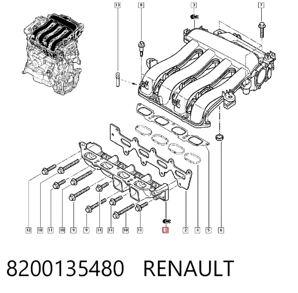 Коллектор впускной нижний 8200135480 Renault (RVI)