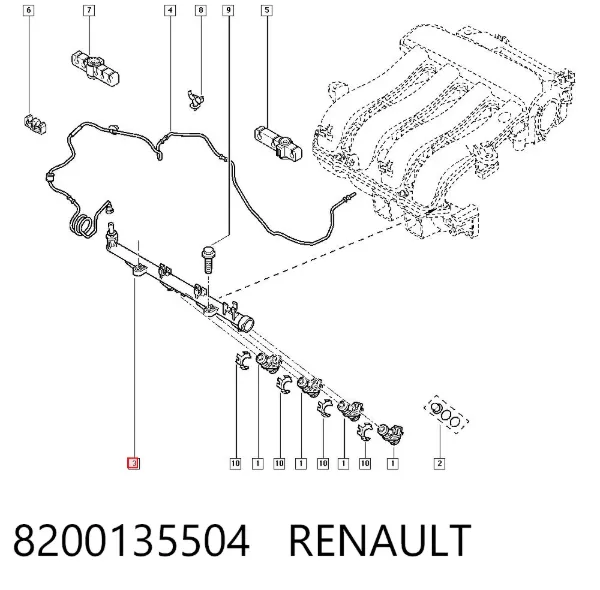 Распределитель топлива (рампа) 8200135504 Renault (RVI)