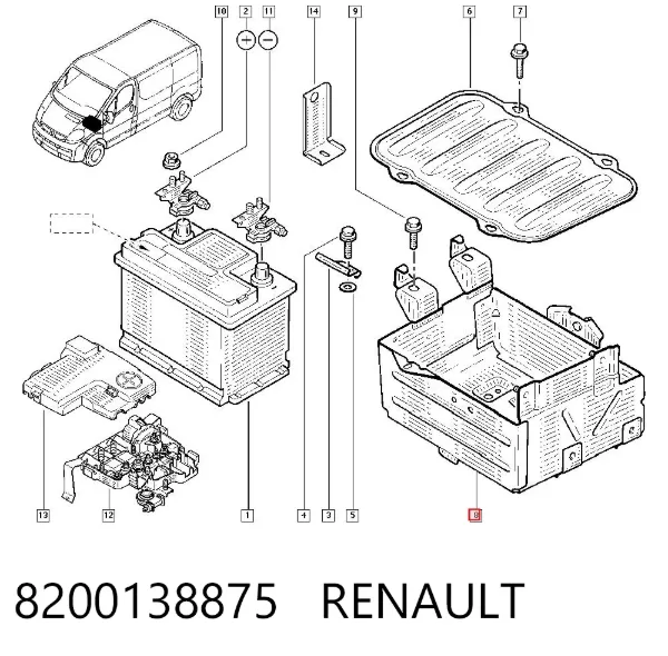 Полка под аккумулятор 8200138875 Renault (RVI)