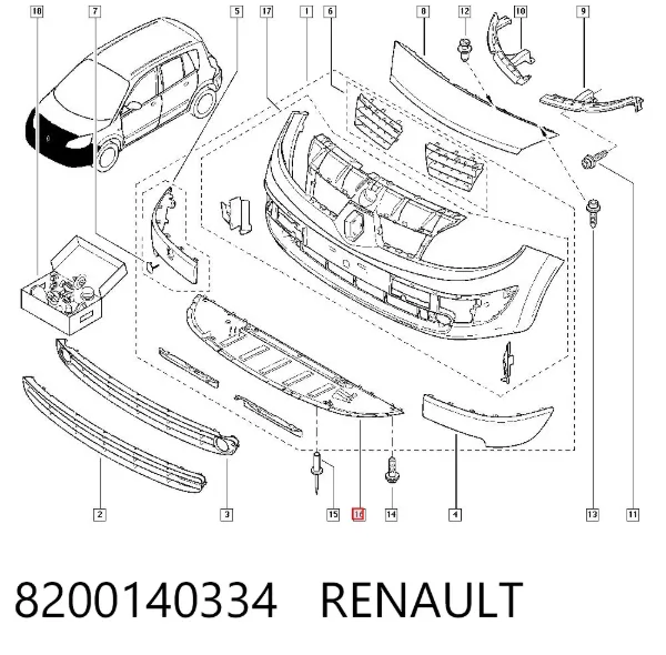 Защита бампера переднего 8200140334 Renault (RVI)