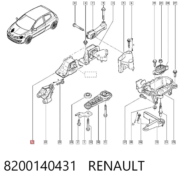 Правая подушка двигателя 8200140431 Renault (RVI)