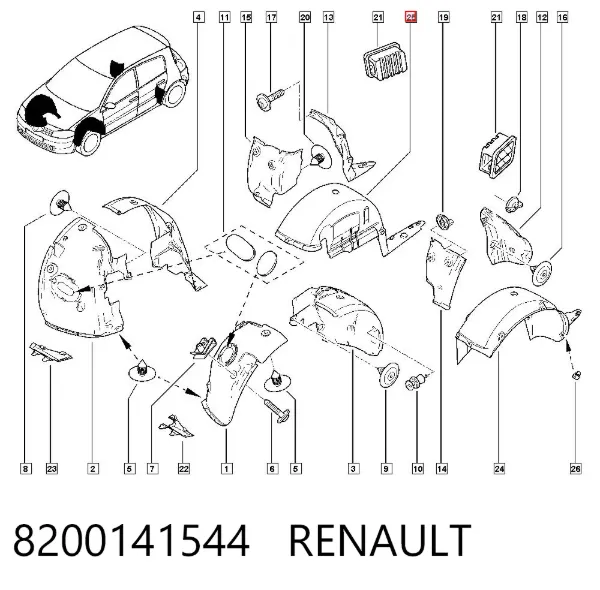 Подкрылок задний правый 8200141544 Renault (RVI)