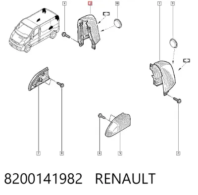 Накладка стойки кузова внешняя задняя левая RENAULT 8200141982