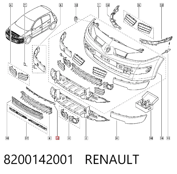 Передний бампер 8200142001 Renault (RVI)