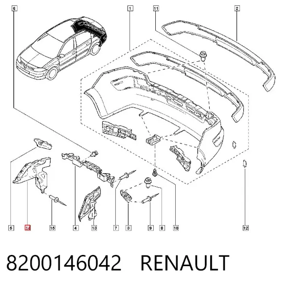Кронштейн бампера заднего правый 8200146042 Renault (RVI)