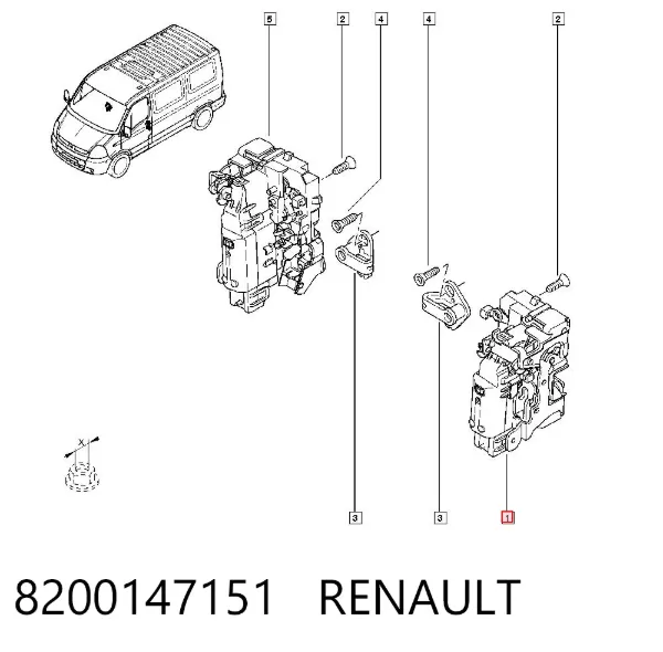Замок водительской двери 8200147151 Renault (RVI)