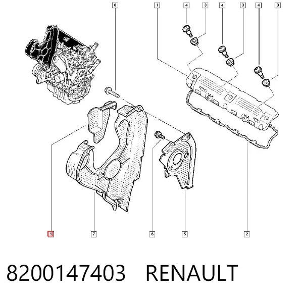 Верхний кожух ремня ГРМ 8200147403 Renault (RVI)