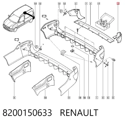 Накладка бампера заднего левая RENAULT 8200150633