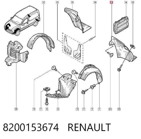 Подкрылок задний левый 8200153674 Renault (RVI)