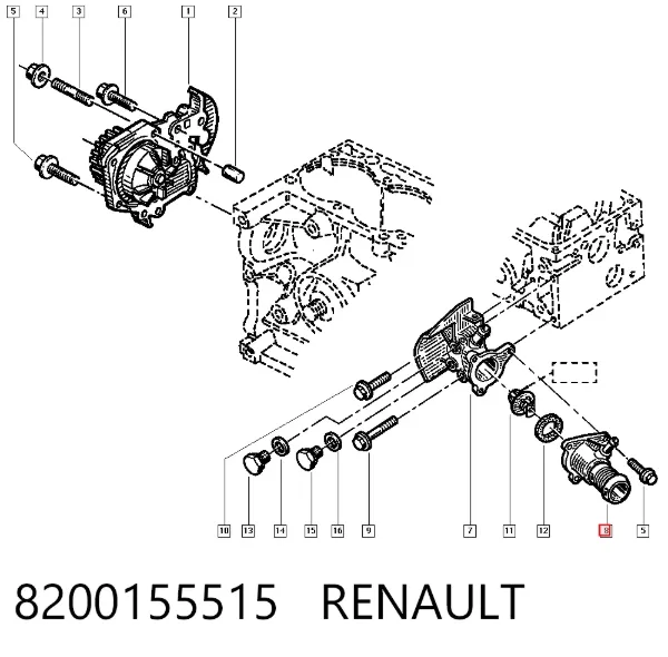 Крышка термостата 8200155515 Renault (RVI)