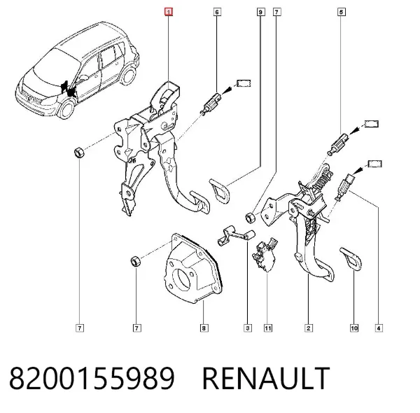 Педаль тормоза 8200155989 Renault (RVI)