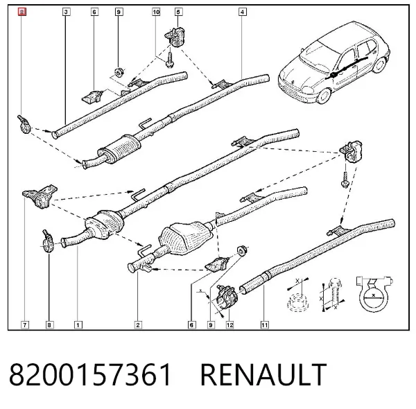 Хомут глушителя передний 8200157361 Renault (RVI)
