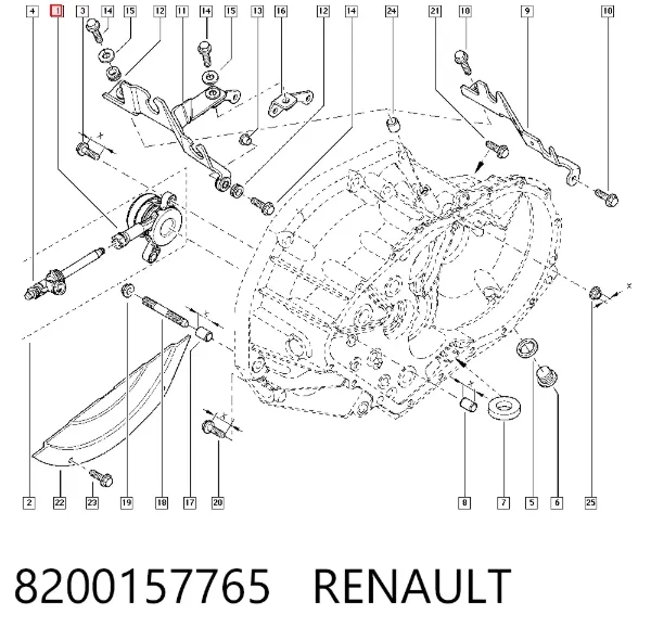 Рабочий цилиндр сцепления в сборе 8200157765 Renault (RVI)