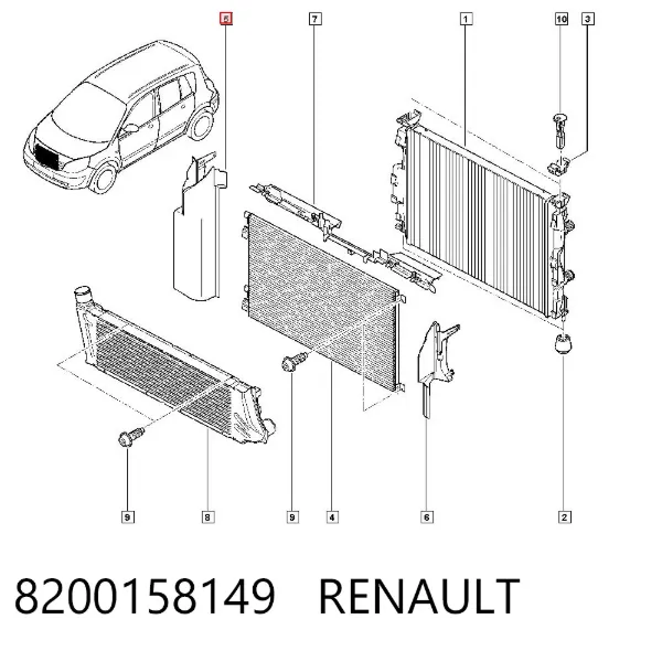 Правый дефлектор радиатора 8200158149 Renault (RVI)