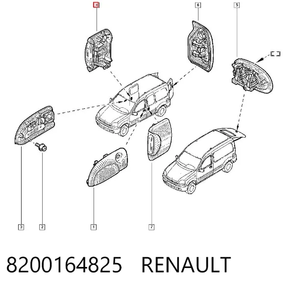 Ручка боковой двери наружная правая 8200164825 Renault (RVI)