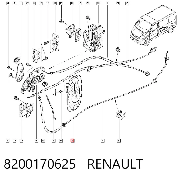 Ручка боковой двери наружная 8200170625 Renault (RVI)