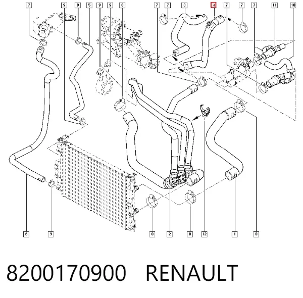 Шланг отопителя обратка 8200170900 Renault (RVI)