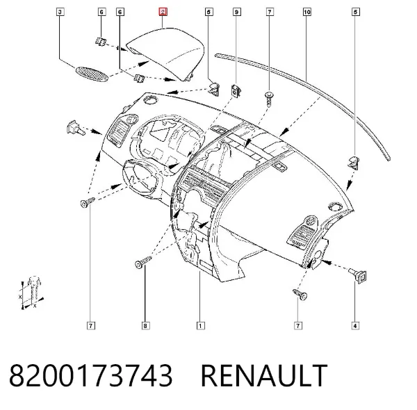 Облицовка щитка приборов "торпедо" 8200173743 Renault (RVI)