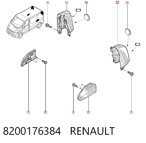 Накладка стойки кузова внешняя задняя правая 8200176384 Renault (RVI)