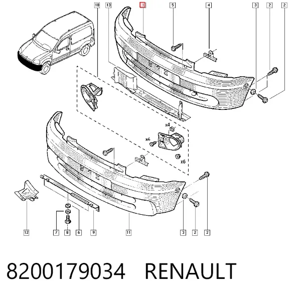 Передний бампер 8200179034 Renault (RVI)