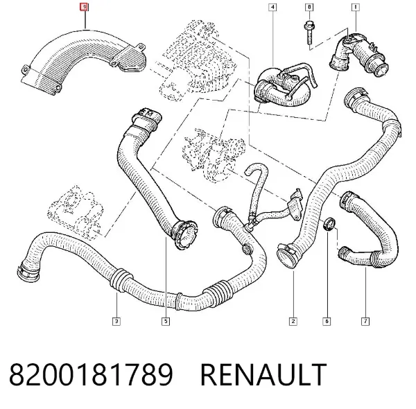 Выпускной патрубок воздушного фильтра 8200181789 Renault (RVI)