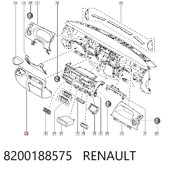 Накладка декоративная центральной консоли 8200188575 Renault (RVI)