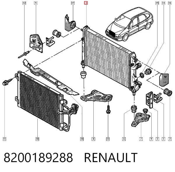 Радиатор 8200189288 Renault (RVI)