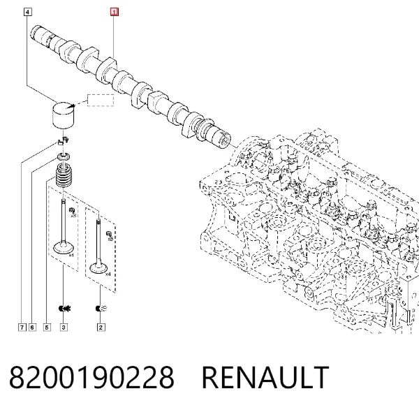 Распредвал 8200190228 Renault (RVI)
