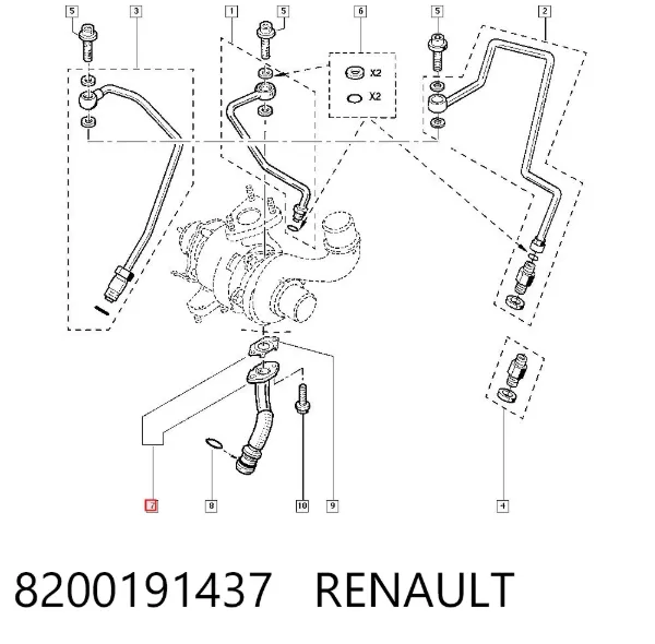 Шланг (патрубок) жидкостного охлаждения турбины, обратка 8200191437 Renault (RVI)