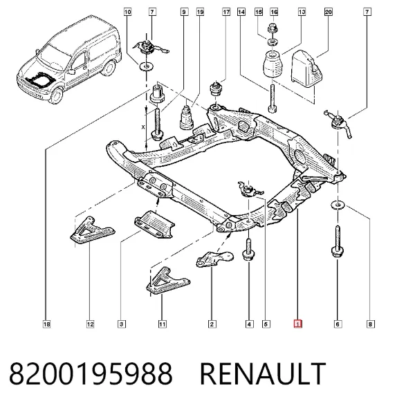 Подрамник передний 8200195988 Renault (RVI)